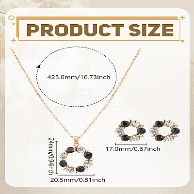 Wreath Alloy Rhinestone Pendant Necklace & Stud Earring Sets SJEW-LP0001-56C-1