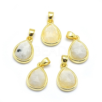 Natural Rainbow Moonstone Pendants G-O176J-08G-1