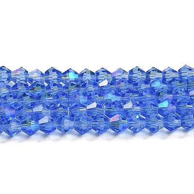 Transparent Electroplate Glass Beads Strands GLAA-F029-4mm-D07-1