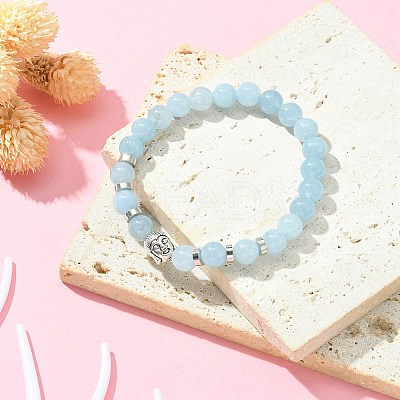Buddha Head Quartz(Dyed) Beaded Stretch Bracelets BJEW-JB01864-03-1