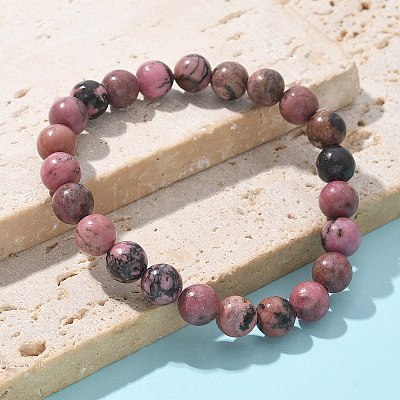 Natural Rhodonite Beads Stretch Bracelets BJEW-F380-01-B16-1