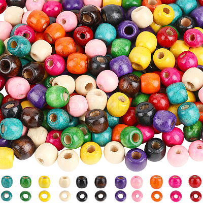 660Pcs 11 Colors Dyed Natural Maple Wood Beads WOOD-PA0001-61A-1