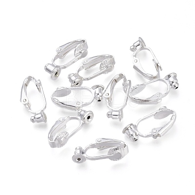 Brass Clip-on Earring Findings X-KK-Q115-S-NF-1