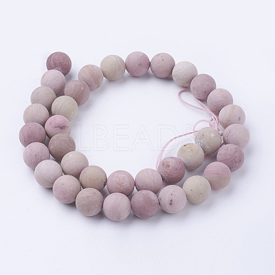 Frosted Natural Rhodonite Round Bead Strands G-G735-09F-10mm-1