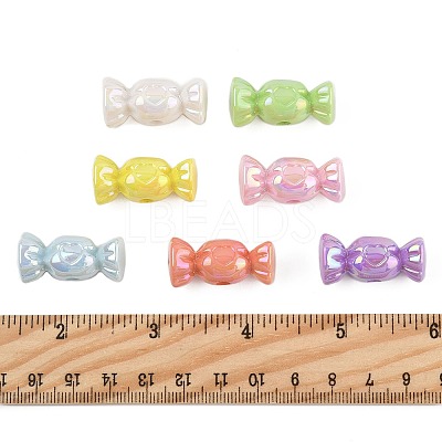 40Pcs UV Plating Opaque Acrylic Beads OACR-FS0002-27-1