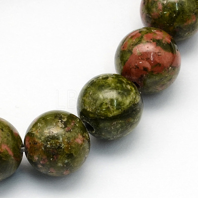 Natural Unakite Round Beads Strands G-S175-8mm-1