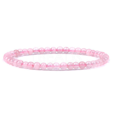4mm Round Natural Dyed Rose Quartz Beads Bracelet for Men KG3069-33-1