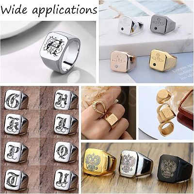 3Pcs 3 Size 304 Stainless Steel Rectangle Signet Finger Rings RJEW-UN0001-26P-1
