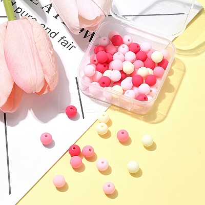 70Pcs Rubberized Style Acrylic Beads MACR-FS0001-71B-1