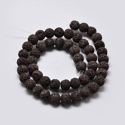 Natural Lava Rock Round Bead Strands G-I124-10mm-M-1
