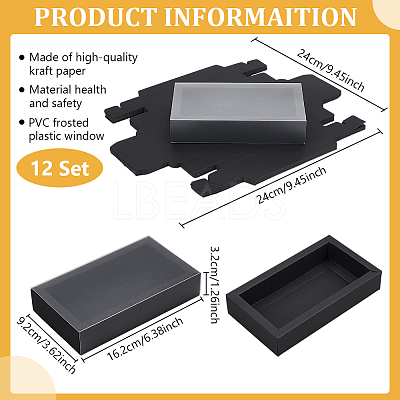 Cardboard Drawer Gift Storage Boxes with Clear Cover LS-CON-WH0092-72C-02-1