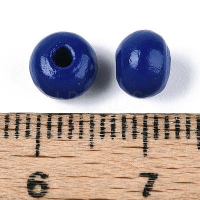 Spray Painted Round Natural Schima Wood Beads WOOD-A018-6mm-17-1