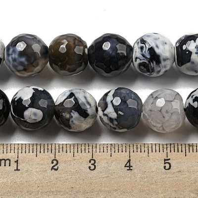 Faceted Natural Fire Crackle Agate Beads Strands G-F447-12mm-N13-1
