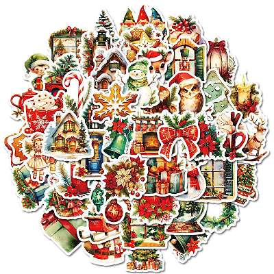 50Pcs Christmas Eve Theme Cartoon Paper Stickers X-DIY-P085-11-1