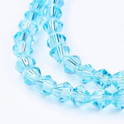 Light Sky Blue Glass Bicone Beads Strands X-GLAA-S026-06-1