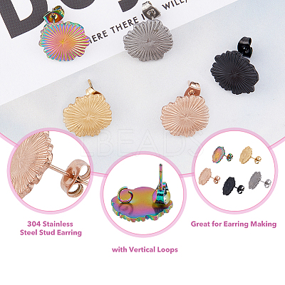 20Pcs 5 Color 304 Stainless Steel Stud Earring Finding STAS-DC0013-05-1