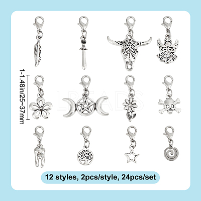 24Pcs 12 Styles Alloy Shoes Charms HJEW-DR00099-1