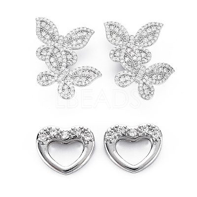 Brass Micro Pave Clear Cubic Zirconia Clasps KK-S356-503-NF-1