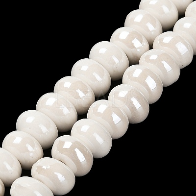 Glazed Porcelain Rondelle Beads PORC-Q001-01K-1