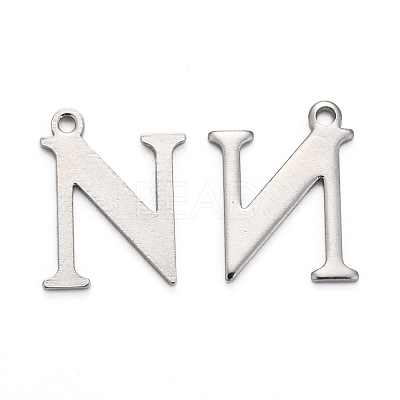 Tarnish Resistant 304 Stainless Steel Alphabet Charms STAS-H122-N-P-1
