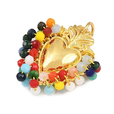 Alloy & Glass Seed Beaded Pendants GL-CBA96FD-01G-02-1