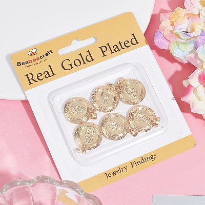 6Pcs Brass Locket Pendants KK-BBC0015-49-1