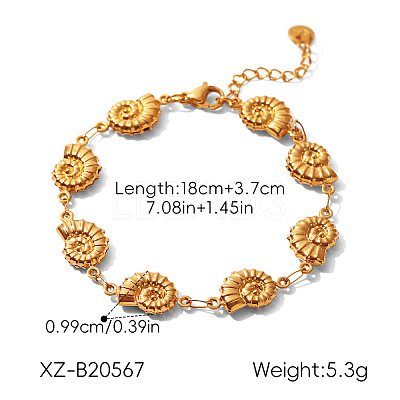 Ocean 304 Stainless Steel Conch Shell Link Chain Bracelets WGDAF23-02-1
