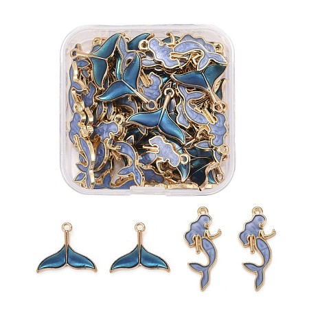 50Pcs 2 Style Alloy Enamel Pendants X1-ENAM-LS0001-10LG-1