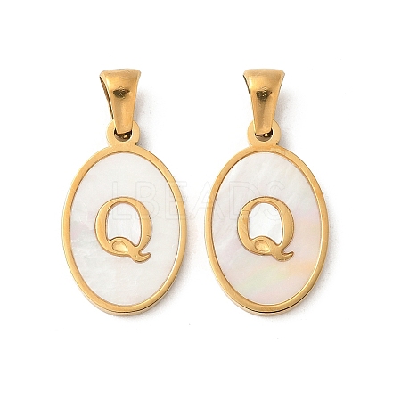 Natural Shell Oval with Initial Pendants STAS-I351-23G-Q-1