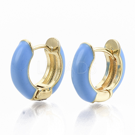 Brass Huggie Hoop Earrings EJEW-S209-01B-1