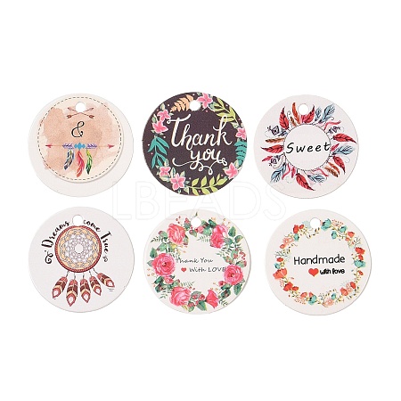 100Pcs Paper Flower Printed Gift Tags CDIS-H007-01-1
