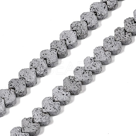 Electroplated Natural Lava Rock Beads Strands G-Q1009-G01-02G-1