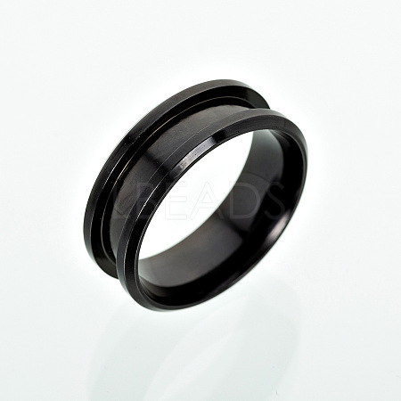 201 Stainless Steel Grooved Finger Ring Settings MAK-WH0007-16B-1