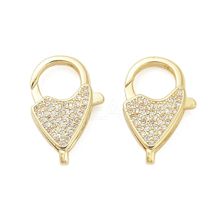Brass Micro Pave Clear Cubic Zirconia Lobster Claw Clasps KK-I354-01G-01-1