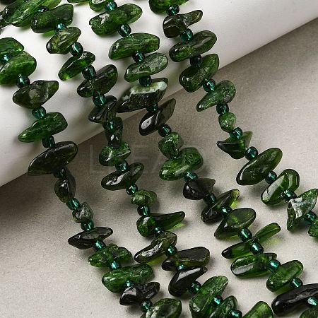 Natural Green Diopside Beads Strands G-L649-B01-01-1