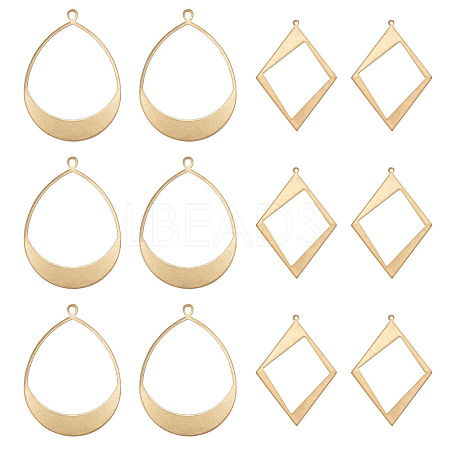 BENECREAT 12Pcs 2 Style Brass Pendants KK-BC0011-64-1