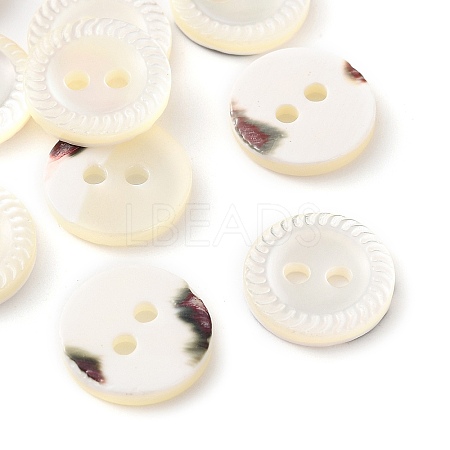 Natural Shell Flat Round Buttons with Carved Rim Recessed Center SH-CBA18B6-02A-01-1