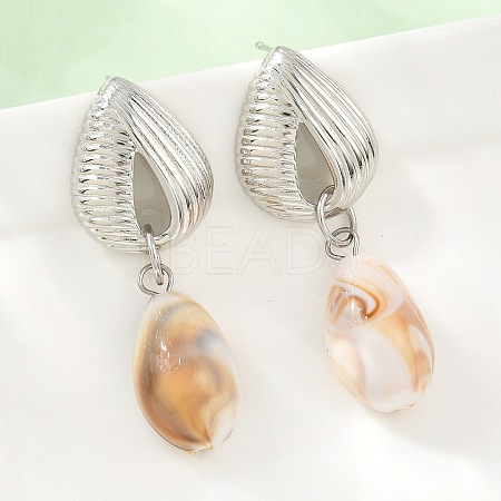 Brass Stud Dangle Earrings KK-CBA8324-08P-1