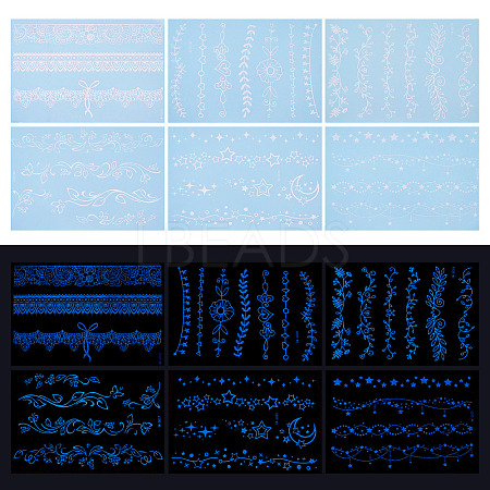 6 Sheets Luminous Paper Tattoo Stickers STIC-TAC0001-007A-1