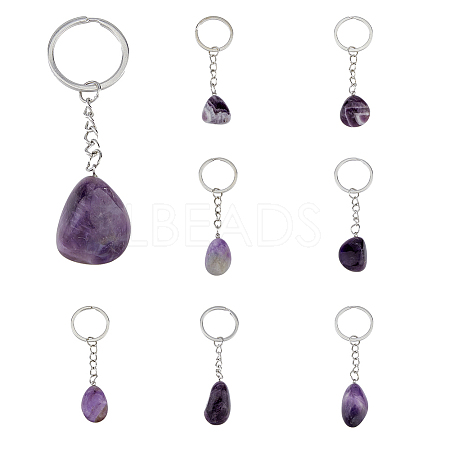 Natural Amethyst Keychain G-DC0001-25-1