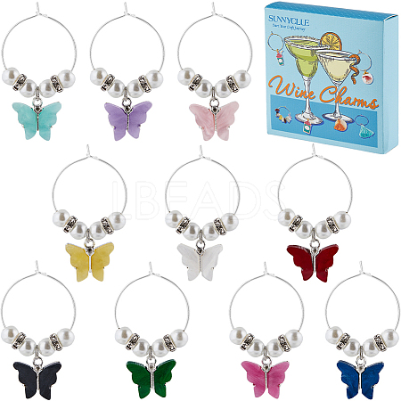 Brass Wine Glass Charms AJEW-SC0002-47-1