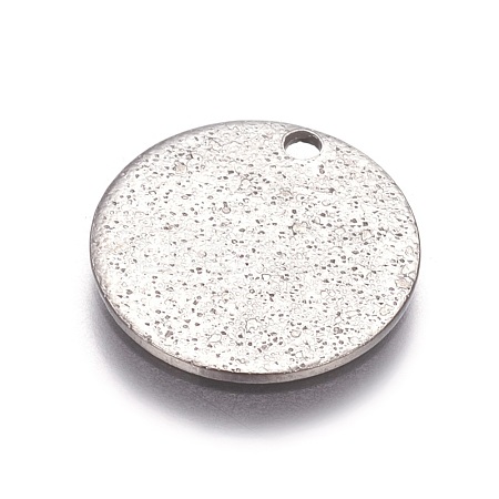 Tarnish Resistant 304 Stainless Steel Textured Pendants STAS-I098-01-15mm-P-1