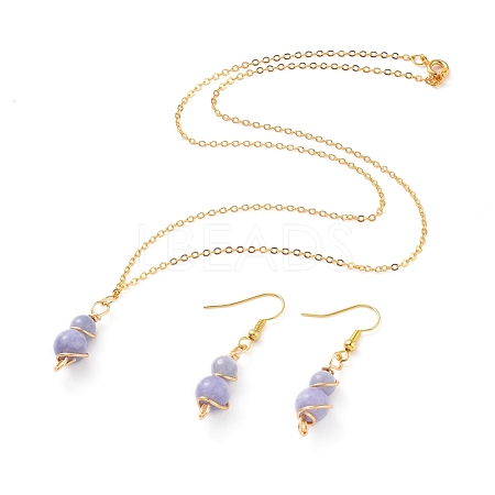 Natural Quartz Pendant Necklace & Dangle Earrings Jewelry Sets SJEW-JS01060-05-1