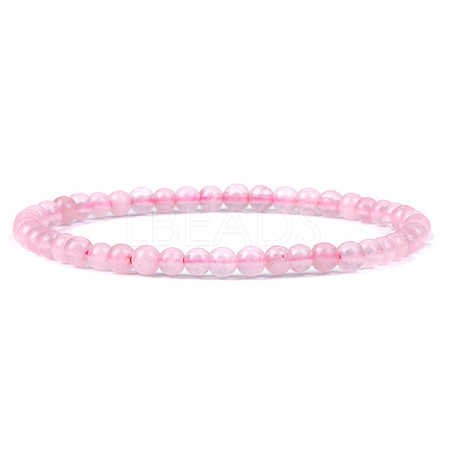 4mm Round Natural Dyed Rose Quartz Beads Bracelet for Men KG3069-33-1
