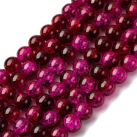 Spray Painted Crackle Glass Beads Strands CCG-Q002-12mm-08-1