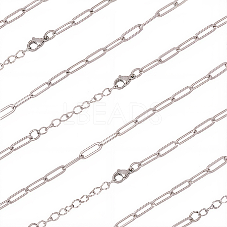 10Pcs 667 Stainless Steel Paperclip Chain Necklaces NJEW-BBC0001-48C-P-1