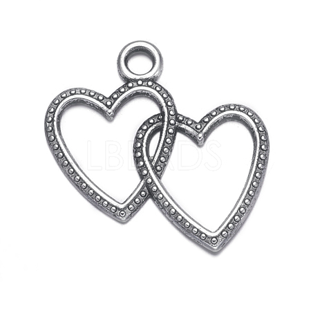 Antique Silver Plated Tibetan Style Zinc Alloy Heart to Heart Pendants X-A0943Y-1