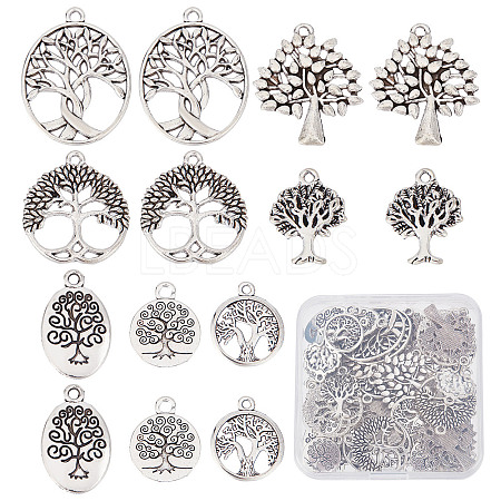 SUNNYCLUE 56Pcs 7 Styles Tibetan Style Alloy Pendants TIBEP-SC0002-30-1