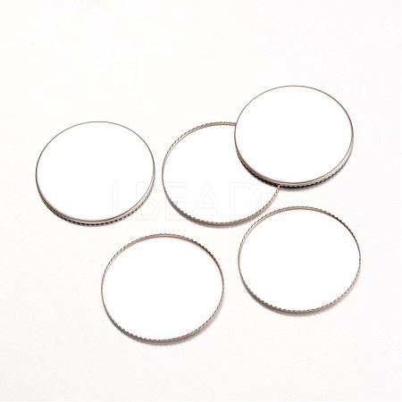 Tarnish Resistant 316 Surgical Stainless Steel Milled Edge Bezel Cups STAS-K099-01-25mm-P-1