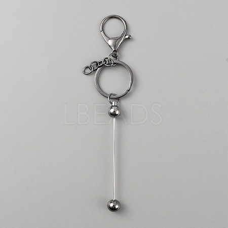 Iron Bar Beadable Keychain for Jewelry Making DIY Crafts KEYC-WH0034-32B-1